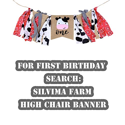 Farm Theme Birthday Banner, Burlap Barn Party Sign, Cow Print Fabr...