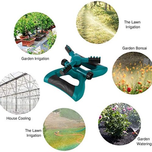 SIMIEEK Garden Sprinkler, 360 Degree Automatic Rotating Portable L...