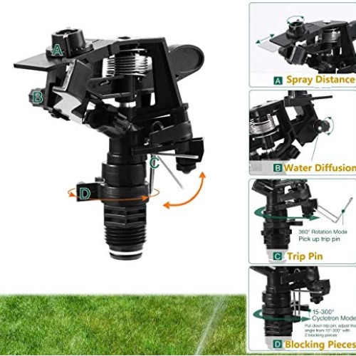SIMIEEK Garden Sprinkler, 360 Degree Automatic Rotating Portable L...