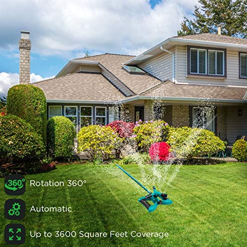 SIMIEEK Garden Sprinkler, 360 Degree Automatic Rotating Portable L...