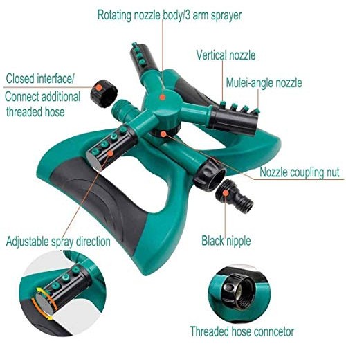 SIMIEEK Garden Sprinkler, 360 Degree Automatic Rotating Portable L...