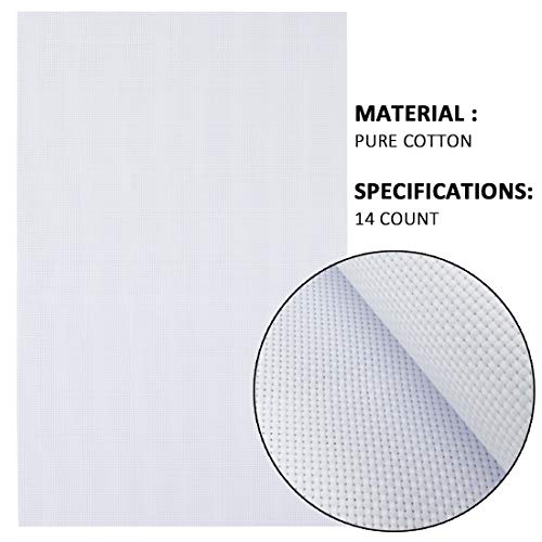 Similane 6 Pieces Aida Cloth 14 Count Cross Stitch Fabric, White, ...