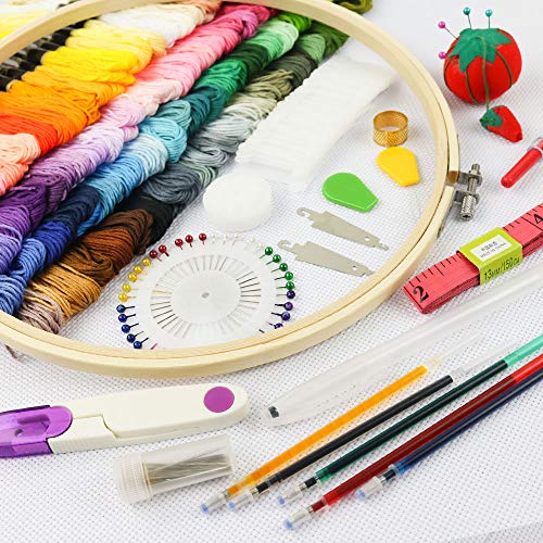 Similane Embroidery Kit 215 Pcs,100 Colors Threads,5 Pcs Embroider...