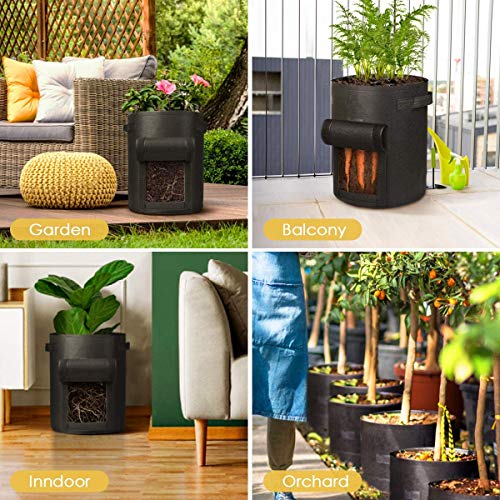 2-Pack 7 Gallon Potato Grow Bags，NonWoven Aeration Fabric Pots wi...
