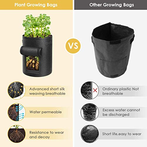2-Pack 7 Gallon Potato Grow Bags，NonWoven Aeration Fabric Pots wi...