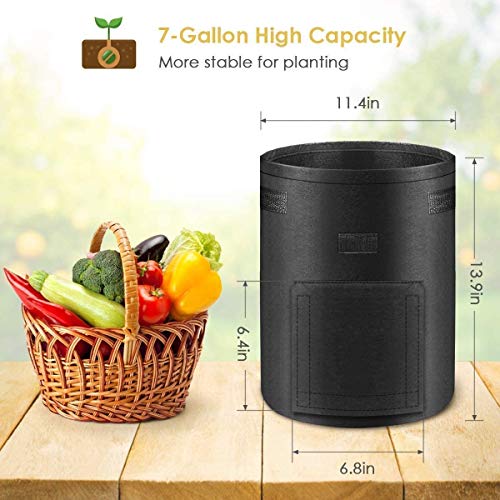 2-Pack 7 Gallon Potato Grow Bags，NonWoven Aeration Fabric Pots wi...