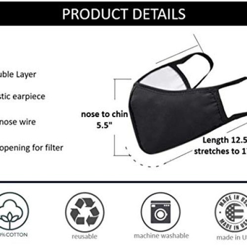3 Pack Washable Reusable Double Fabric Layers - Made in USA 3 Pack…