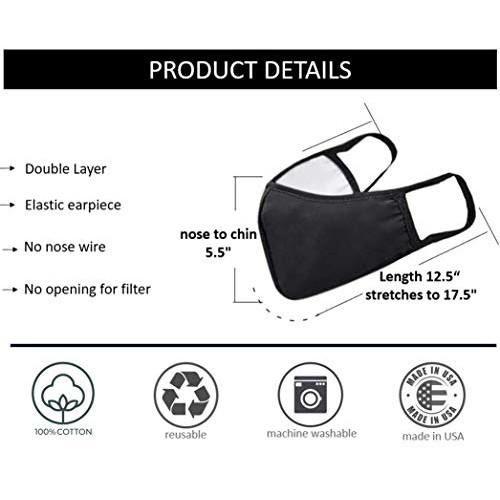 3 Pack Washable Reusable Double Fabric Layers - Made in USA 3 Pack…