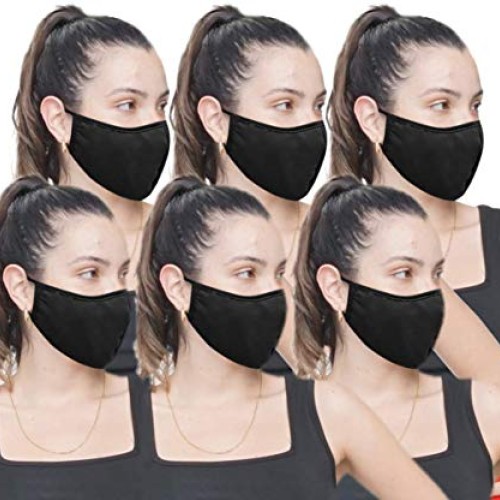 6 Pack Fabric Face Mask Reusable Double Fabric Layers - Made in US...