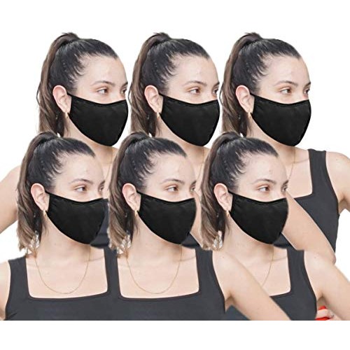 6 Pack Fabric Face Mask Reusable Double Fabric Layers - Made in US...