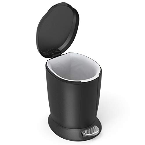 simplehuman 6 Liter / 1.6 Gallon Compact Plastic Round Bathroom St...