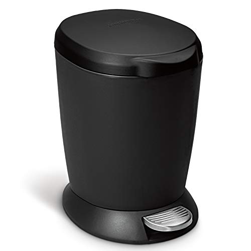 simplehuman 6 Liter / 1.6 Gallon Compact Plastic Round Bathroom St...
