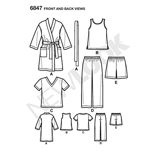 New Look Sewing Pattern 6847 Child Sleepwear, Size A 3-4-5-6-7-8