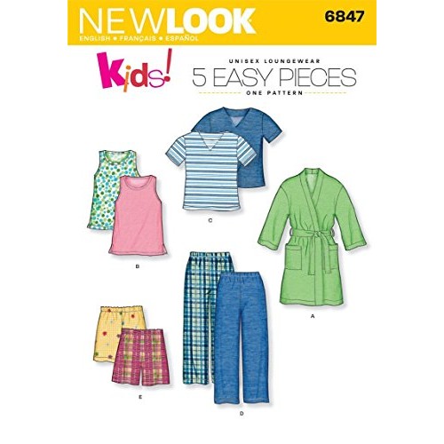 New Look Sewing Pattern 6847 Child Sleepwear, Size A 3-4-5-6-7-8