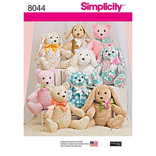 Simplicity US8044OS Childrens Stuffed Animal Toy Sewing Pattern, ...