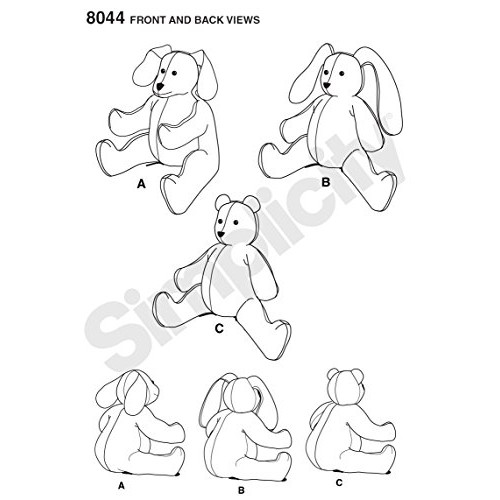 Simplicity US8044OS Childrens Stuffed Animal Toy Sewing Pattern, ...