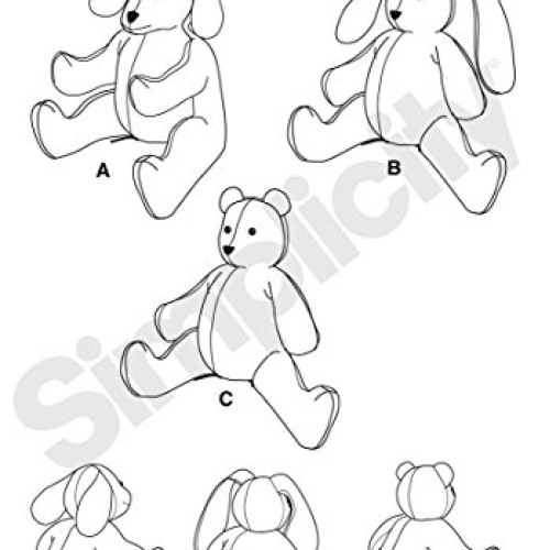 Simplicity US8044OS Childrens Stuffed Animal Toy Sewing Pattern, ...