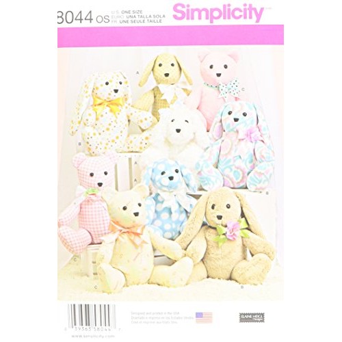 Simplicity US8044OS Childrens Stuffed Animal Toy Sewing Pattern, ...