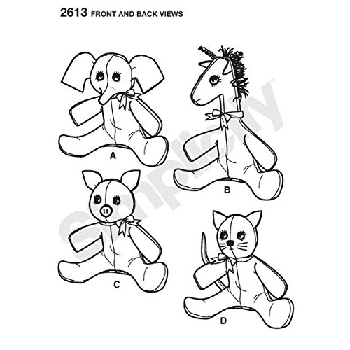 Simplicity 2613 Cute Stuffed Animal Sewing Pattern for Children an...