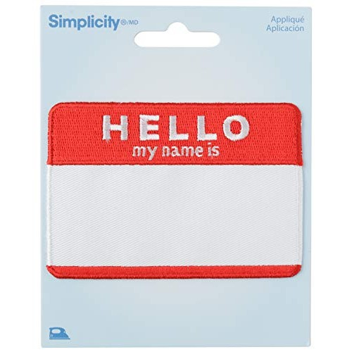 Simplicity Hello Name Tag Applique Clothing Iron On Patch, 2.5 ...