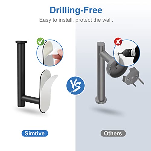 Simtive Adhesive Toilet Paper Holder, No Drilling Stainless Steel ...