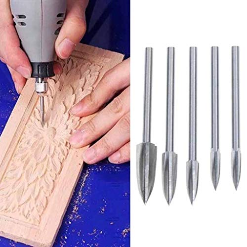 Sinerixc Kit of 5 Pieces Wood Carving and Engraving Drill Bit Set,...