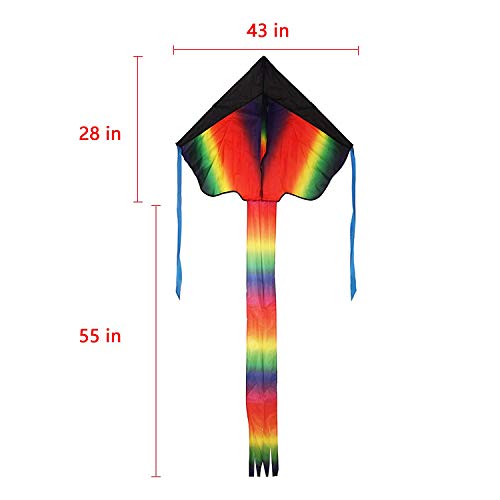 SINGARE 2 Pack Rainbow Delta Kite, Kites for Kids Adults Easy to F...