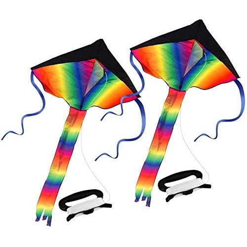 SINGARE 2 Pack Rainbow Delta Kite, Kites for Kids Adults Easy to F...