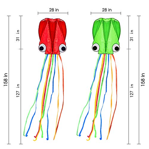 SINGARE Large Octopus Kites, Long Tail Beautiful Easy Flyer Kites ...
