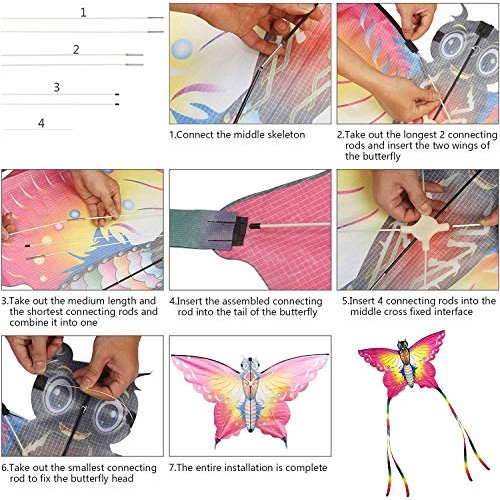 SINGARE Large Rainbow Delta and Butterfly Kites 2 Pack Easy Flyer ...