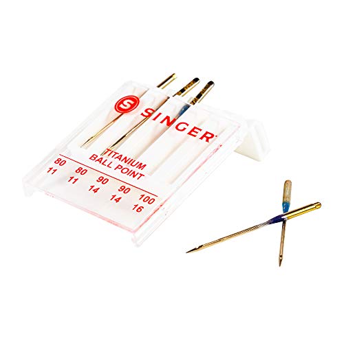 SINGER 04809 Titanium Universal Ball Point Machine Needles for Kni...