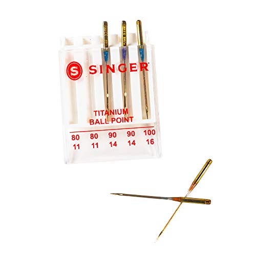 SINGER 04809 Titanium Universal Ball Point Machine Needles for Kni...