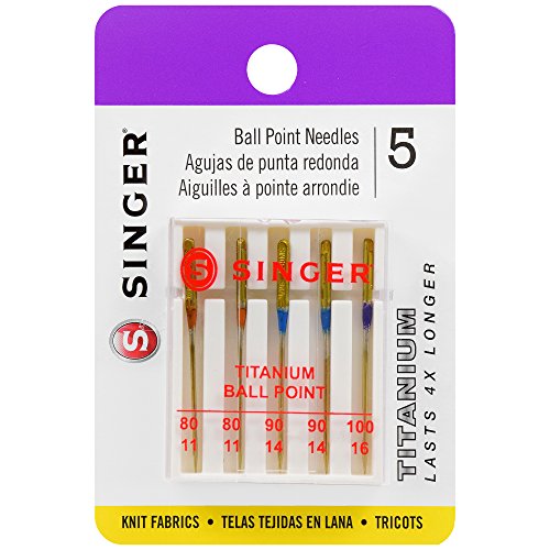SINGER 04809 Titanium Universal Ball Point Machine Needles for Kni...
