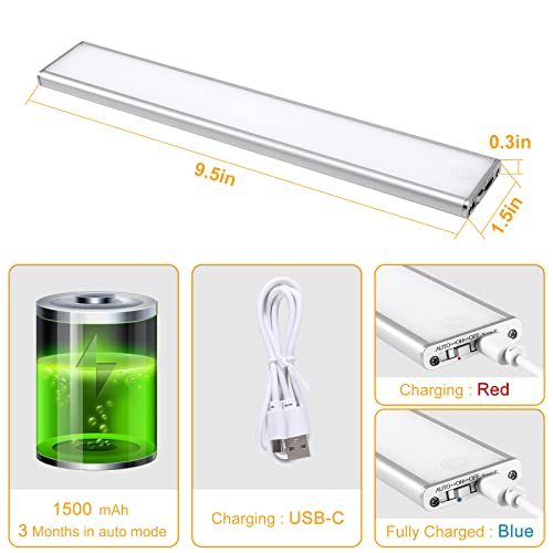 88LED 1500mAh Rechargeable Under Cabinet Lights Wireless,Full-Scre...