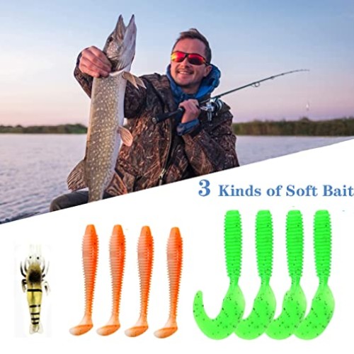 Sinrier Fishing Lures Kit for Freshwater Bait Tackle Kit for Fly F...