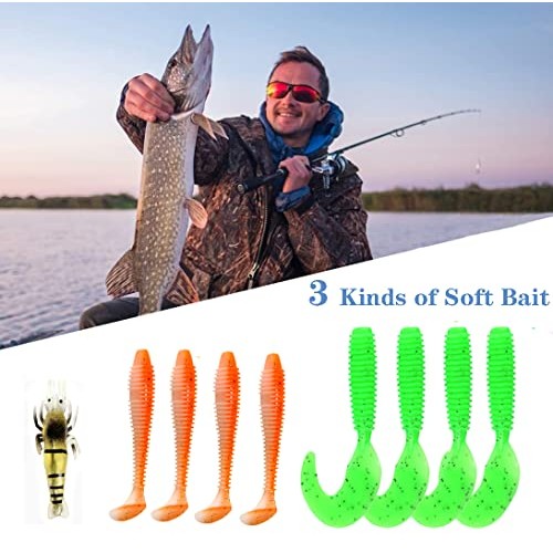Sinrier Fishing Lures Kit for Freshwater Bait Tackle Kit for Fly F...