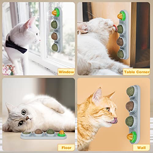 SINROBO Catnip Ball for Cats Wall, 4 Pack Catnip Toys, Silvervine ...