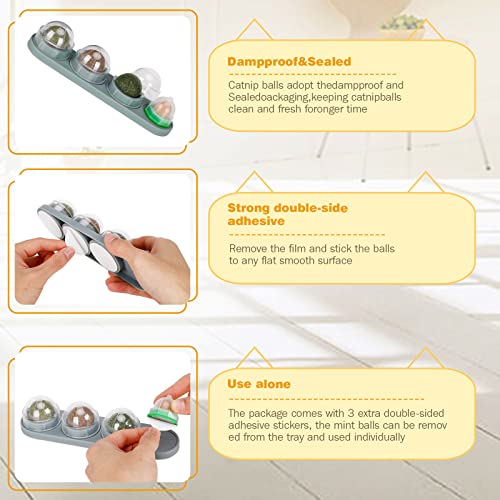 SINROBO Catnip Ball for Cats Wall, 4 Pack Catnip Toys, Silvervine ...