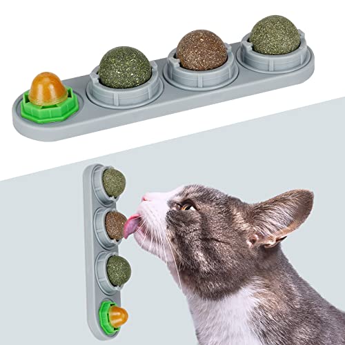 SINROBO Catnip Ball for Cats Wall, 4 Pack Catnip Toys, Silvervine ...