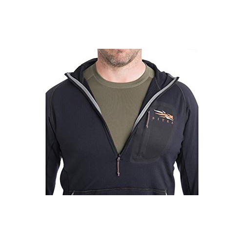 SITKA Mens Comfort Stretch Fleece Fanatic Hoody, Sitka Black, XL