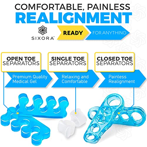 Sixora Premium Gel Toe Separators for Overlapping Toes, Toe Straig...