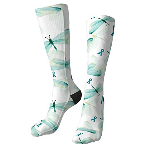 Ovarian Cancer Dragonflies and Ribbons Compression Socks for Women...