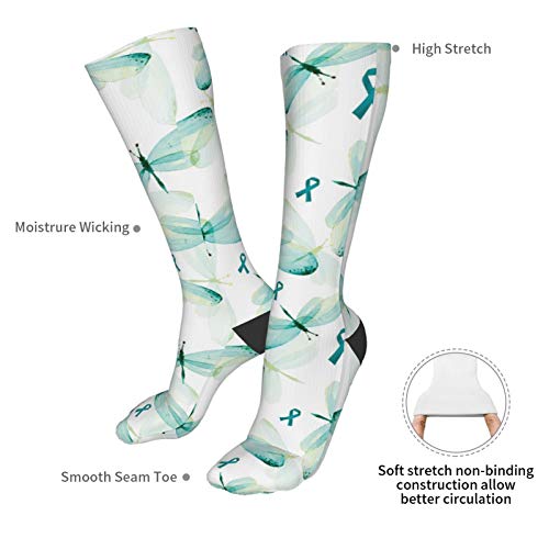 Ovarian Cancer Dragonflies and Ribbons Compression Socks for Women...