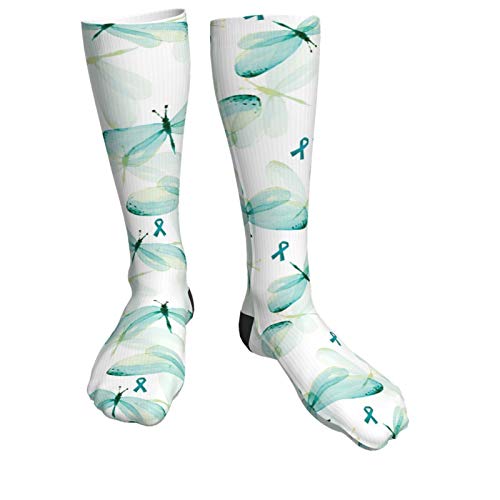 Ovarian Cancer Dragonflies and Ribbons Compression Socks for Women...