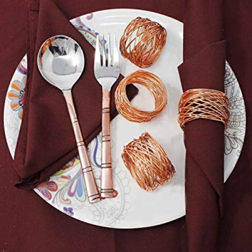 SKAVIJ Metal Mesh Napkin Rings Set for Dining Table Decoration Di...