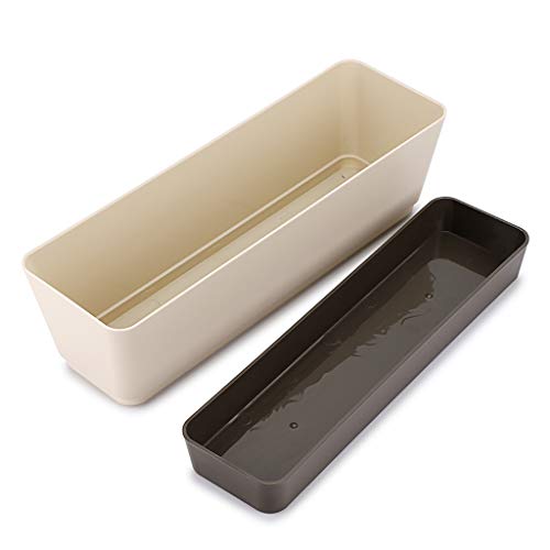 Skelang 12 Inch Plastic Rectangular Plant Pot, Watering Plant Cont...