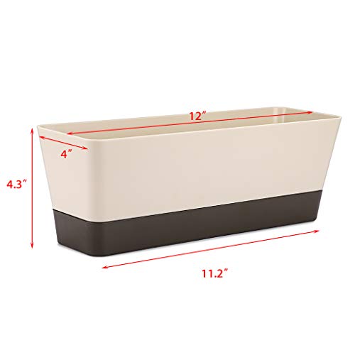 Skelang 12 Inch Plastic Rectangular Plant Pot, Watering Plant Cont...
