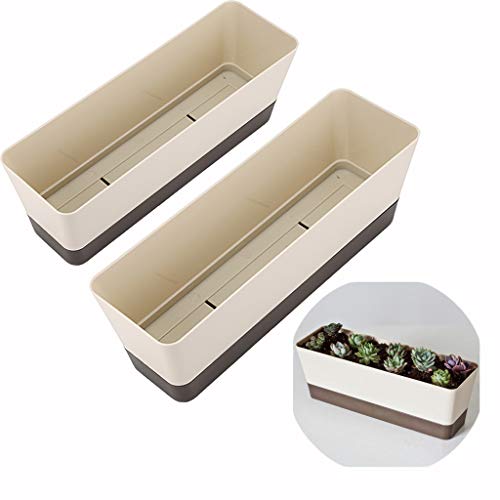 Skelang 12 Inch Plastic Rectangular Plant Pot, Watering Plant Cont...