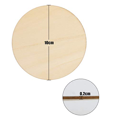 SKPPC 80 Pieces 4 Inch Unfinished Wood Circles Rounds Wooden Cutou...