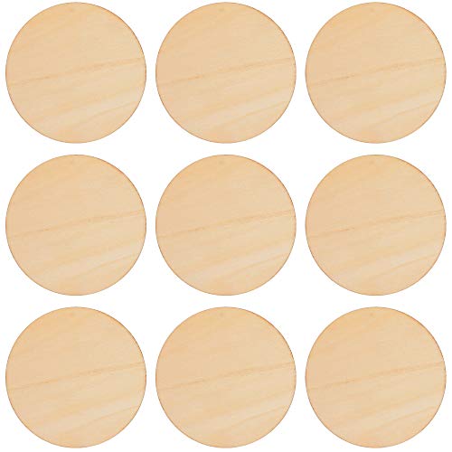 SKPPC 80 Pieces 4 Inch Unfinished Wood Circles Rounds Wooden Cutou...